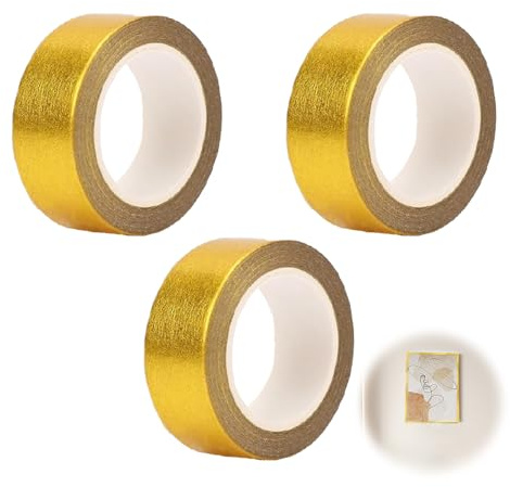 3 Rollen Glitzer Washi Tape Gold, Goldfolie Washi Tapes Goldenes Klebeband Selbstklebende Klebeband Gold Masking Tape für DIY Basteln Geschenkverpackung Scrapbook Partydekorationen(1.5 cm x 15 m)