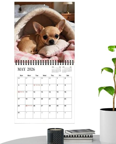Kalender för 2026, familjeplanerare för 12 månader med hundtema, månadskalender för år 2026 – för skola, resor, sovrum, bostad, hotell, arbete och lägenhet