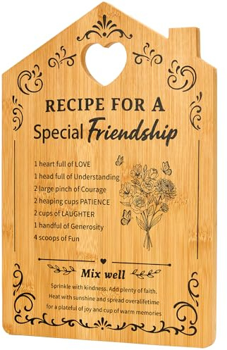 Friendship Gifts for Women, Engraved Bamboo Cutting Board for Best Friends | 12.2 x 8.7 in engraved bamboo cutting board gift for best friends; useful kitchen keepsake for birthdays and Christmas