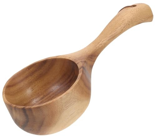 JOINPAYA Schöpfkelle Holz mit Langem Griff Praktischer und Komfortabler Badelöffel für Sauna Zubehör Mehrzweck Wasserlöffel für Garten und Bad