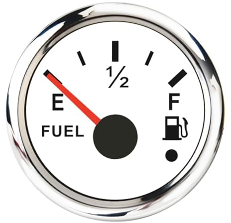 Indicatore di livello impermeabile da 52 mm, 0-190 ohm, for acque reflue/acqua/carburante, indicatore temperatura dell'olio, pressione con allarme for barca, auto, voltmetro(Fuel gauge WS)