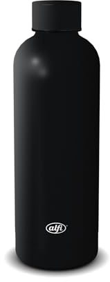 alfi BASICS Isolierflasche 0,50 l aus Edelstahl, 12 h kalt, velvet black | Auslaufsicher, Trinkflasche, 6 h heiß, Thermosflasche für Schule, unterwegs & Büro, schwarz