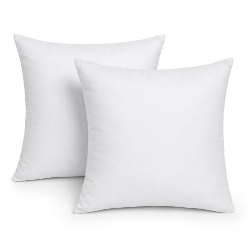 Cushion Inserts Pads (Pack of 2) 60 x 60 cm (24x24 Inches) - Plump Cushion Pads for Sofa, Couch & Bed Decorative Pillow Polyester Fillers White Virgin Square Hollowfibre Stufer- Made in UK