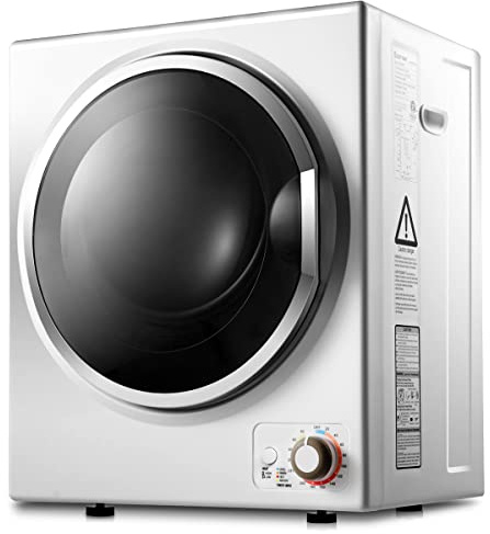 COSTWAY 1.5 cu. ft Electric Tumble Dryer, Portable Dryer w/ 4 Automatic Drying Modes, Compact Clothes Dryer w/ Stainless Steel Tub & Easy Control Panel, Apply for Apartments, Dorm, RVs, Sliver