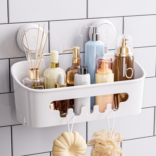 TAILI Bathroom Shelf Suction Shower Caddy Shower Storage No Drilling Heavy Duty Suction Pads Removable Bathroom Storage Accessory Kitchen for Shampoo Toiletries Kitchen Accessories