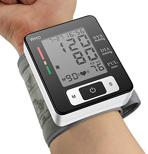 JMYSD Monitor De Presión Arterial Portátil De Muñeca para Uso Doméstico con Función De Memoria De 90 Mediciones, Máquina De Presión Arterial De Manguito Ajustable