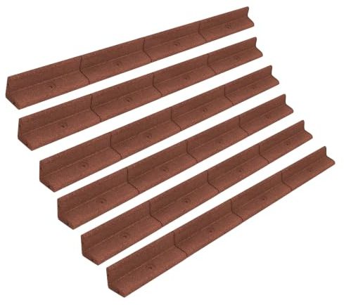 Lot de 6 Bordures de Jardin 1,2 m en Caoutchouc Terre Cuite Flexible Résistant Aux UV Longueur 7,2 m Pelouse Chemin Voie Allée Parcelle Jardin Parterre Fleurs Légumes Élevé [Piquets Assortis Inclus]