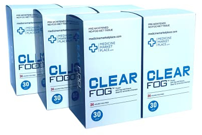 Clear Fog Anti-Fog Wipes, Prevent Steamed Up Glasses, Glasses Cleaning, Fog Wipes Lasts 24hrs, Lens Cleaning - 6 Pack of 30 Wipes (180 Wipes)