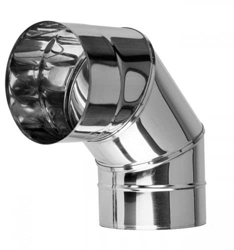Prostko Stainless Steel 90 Degree Elbow Chimney Liner Bend 90° - Multi Flue Stove Pipe. (150mm), Silver
