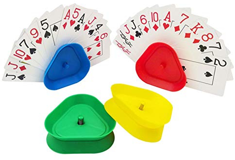 Gusengo 4 Stück Spielkartenhalter - Dreieckiger Kartenständer Ohne Hände, Spielkartenständer Kartenhalter Spielkarten Für Behinderte Karten Spielen Ohne Hände Kinder Senioren