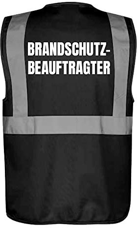 Fassbender-Druck WARNWESTEN - Sicherheitsweste GELB mit Taschen und Reißverschluss nach EN ISO 20471 zertifiziert - Warn Weste für BRANDSCHUTZBEAUFTRAGTER - Unisex mit hochwertigem Reflektorstreifen