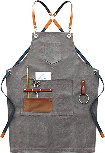 AUGUSE Arbeitsschürze, Werkzeugschürze für Schreiner, Arbeitsschürze aus Segeltuch, strapazierfähig, wasserabweisend, Werkzeugschürzen mit Taschen, Unisex-Passform for Küchenchefs (Color : C)
