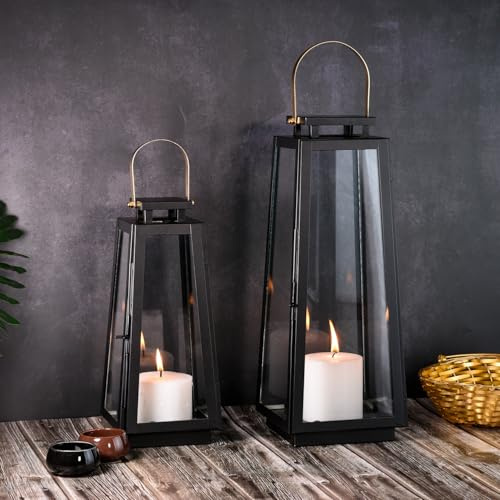 2er Set Skandinavisches Gartenwindlicht Eirik modern aus Metall 40 cm