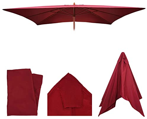 Mendler Ersatz-Bezug für Holz-Sonnenschirm Florida-AM 2x3m - Bordeaux | Sonnenschirmbezug Gartenschirmbezug
