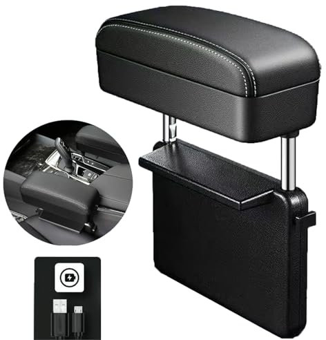 AMHIL Ellenbogenstütze Auto, Autositz Armlehnen Aufbewahrungsbox, Leder Mittelarmlehne Mittelkonsole Gap Organizer für Opel Astra Crossland Grandland Insignia Mokka Combo, Kabelloses Laden