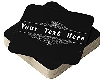 Personalised Beer Mats Pack of 24 - Multi Bulk Buy Absorbent Recyclable Cardboard Drink Mat Coasters 95mm x 95mm x 1mm Square - Accessories for Home Bars Pubs - CO-CARD-RA817-24 - ADD YOUR TEXT