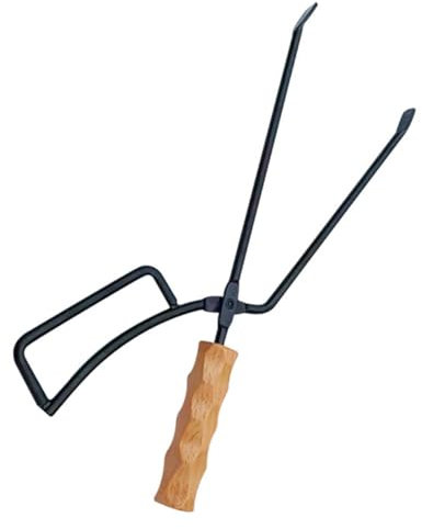 Warmhm Kaminzange Brennholzgreifer Feuerzange Grillzubehör fireplace tools Werkzeug Kaminzubehör Klemme für Holzkohle Kollektor Holzgriff Verbrühungsschutzclip