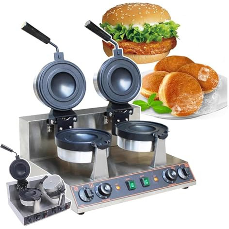 Máquina Para Hacer Gofres Comercial - Temperatura Ajustable De 122-572 °F, Máquina Para Hacer Gofres Para Hamburguesas Antiadherente (Giratoria) - Calefacción De Doble Cara, Para Queso A La Parrilla,