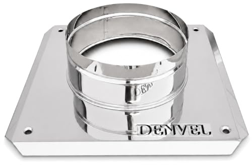 Denvel® Basplatta i rostfritt stål – Ø 140 mm, 240 x 240 mm, fästbas för skorsten, bottenplatta för skorsten, skorstenshållare, skorstensbas