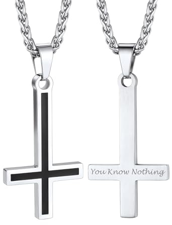 Bandmax Umgedrehtes Kreuz Kette Herren Damen Edelstahl Halskette mit Kreuz Anhänger Upside Down Kreuzkette Satan Kruzifix Taufkette Ostern Collier Christlicher Schmuck für Freund Freundin