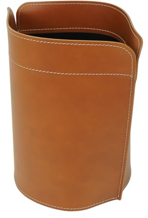 LIMAC Design CANISTRO Papierkorb aus Leder, Eleganter Papierkorb und Mülleimer im modernen Design, Abfalleimer für Zuhause, Büro, Hotel, Hergestellt in Italien. (Braun)