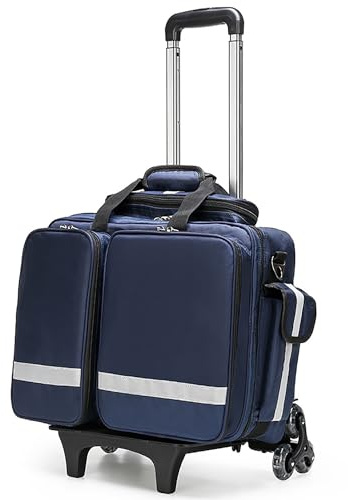 Sanitäter Medizinische Trolley-Tasche mit Rädern – große Kapazität, tragbare Erste-Hilfe-Kits Tasche mit Inneneinteilungen für Notfallhelfer