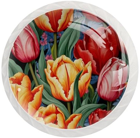 JAVENPROEQT Tulip - Set di 12 pomelli rotondi per cassettiera e cassettiera, senza cuciture, con viti, per casa, ufficio, cameretta