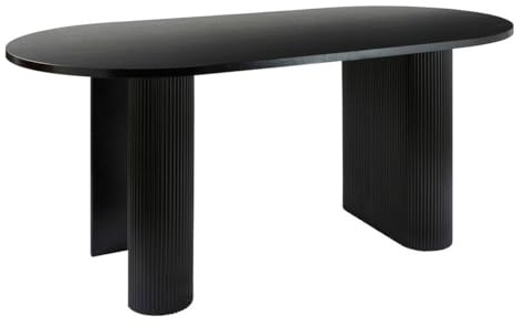 Atmosphera Interior Designer - Tavolo da pranzo ovale Olova, effetto legno nero, 6 posti a sedere, 3 gambe testurizzate, finitura semilucida, sala da pranzo