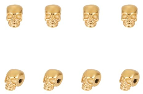 UNICRAFTALE 8 Stück Totenkopf Perlen Edelstahl Totenkopf Perlen Abstandsperlen 11mm Goldene Europäische Perlen Metallperlen Für Halloween Dekoration Für Die Halsketten Armbändern Und Schmuck