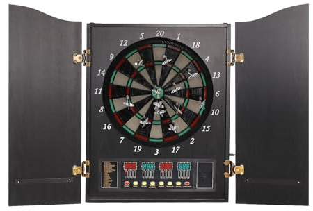 banborba Elektronische Dartscheibe, Dekorative Dartscheibe Schrank, Dartboard mit 12 Pfeile, Dartautomat mit 27 Kategorien, 243 Unterkategorien, Dart kabinett bis zu 16 Spieler (Schwarz)