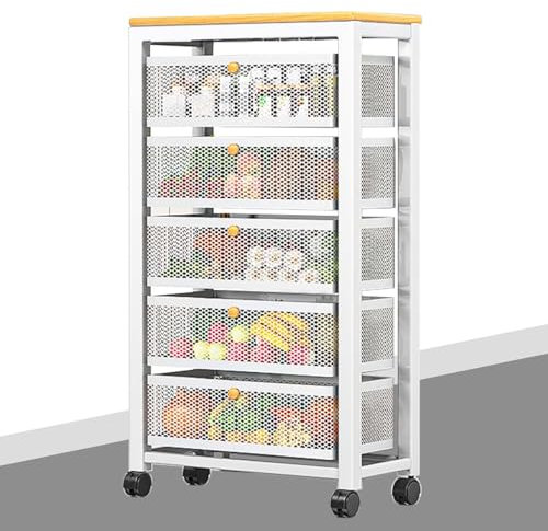 Schmaler Rollwagen für Küche, Bad, Waschküche, Büro, hoher Aufbewahrungsschrank mit ausziehbarer Barwagen und Speisekammer, kleiner Sideboard, Aufbewahrungswagen-Organizer.