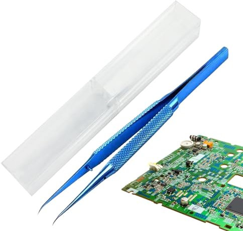 Umiocns Präzisionspinzette – Pinzette für feines Haar, nicht magnetisch, mit Aufbewahrungsbox, 14 cm (5,5 Zoll), Handy-Reparaturwerkzeug, feine Spitze, Pinzette für Leiterplatten, Computer,