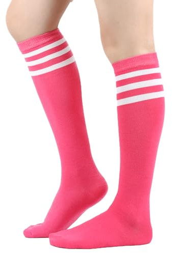 BrightGlow Damen Kniestrümpfe Damen Overknee Sockenn Hohe Retro Socken mit Streifen Lange Oberschenkel Hohe Socken Gestreifte Strümpfe Damen-Socken Sportsocken Einheitsgröße