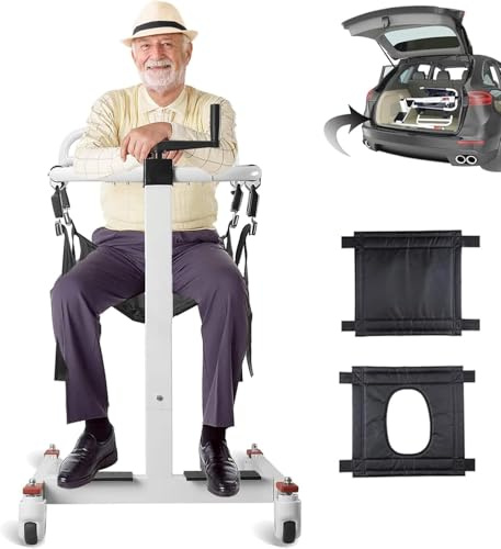 Patient Lift Chair, Portable Home Lift Transfer Aid for Elderly/Disabled, Bedside Commode Transport Chair