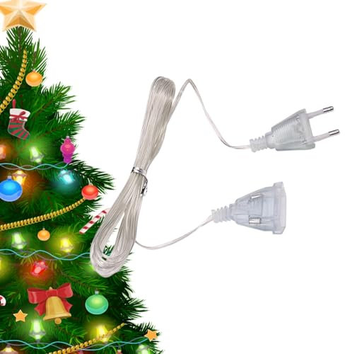 Prolunga per luci di Natale, prolunga per albero di Natale - Prolunga invisibile trasparente da 10 piedi a 2 poli,Prolunga per cavo elettrico leggero da 220 V, prolunga a filo sottile per decorazioni