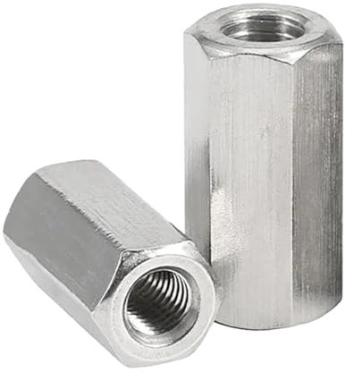 M4 Sechskant-Kupplungsmuttern, 304 Edelstahl, Sechskant-Langmutter-Verbindung, Gewindestange, Bolzen, Hardware-Zubehör, Silber, M4x6x35mm-2Stk