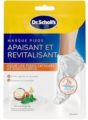Dr. Scholl's Masque Pieds Apaisant et Revitalisant pour Pieds Fatigués et Douloureux - Chaussettes Hydratantes qui Adoucissent et Hydratent Grâce aux Sels d'Epsom, Menthol, Beurre de Karité et Lavande