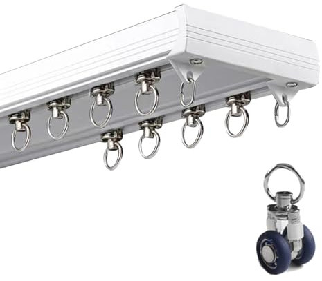 Doppel-Vorhangschiene für Raumteiler und Wohnmobile, Deckenmontage, 1,6 m, 2 x 80 cm, Weiß