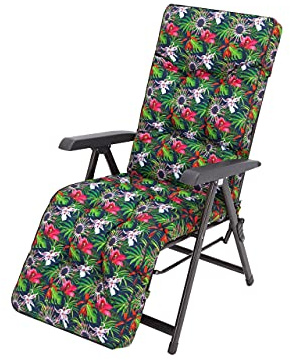 Bjird Liegenauflage 160x50x8 cm - Auflage für Gartenstuhl mit Fußstütze, Gartenliege und Liegestuhl – Wasserabweisend, UV-beständig, mit Bindebändern und Gummibefestigung - 160 x 50 cm, Blumen