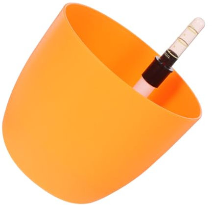 VICASKY Vaso rotondo autoirrigante con indicatore del livello dell'acqua, semplice vaso per erbe aromatiche per interni ed esterni, arancione