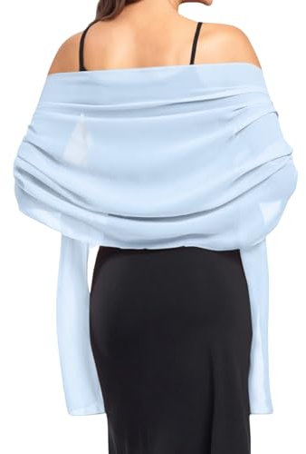 Stola Für Abendkleid Damen Chiffon Sommer Sheer Tücher Und Wraps Schals & Tücher Hochzeit Braut Schultertuch Leichter Weicher Schal Für Brautkleid Alltagskleidung Festliche(Hellblau)