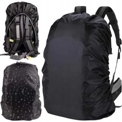 Wasserdichter Regenschutz, Regenhülle Regenabdeckung, Backpack Raincover Überzug für Rucksack Schulranzen, 30-35 Liter in Schwarz, mit Kordelzug