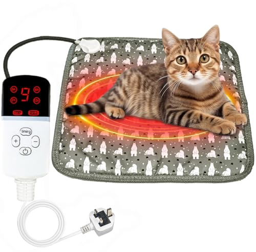 OBEST Pet Heating Pad, Electric Heated Pad for Dog Cat, Warm Mat Waterproof Dogs Cats Beds with Constant Temperature, Comfortable Heater Heater Blanket Puppy and Kitten (45 * 45CM) (green)