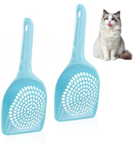 SGERUFZ 2 Piezas Pala para Arenero de Gatos, Pala para Arena de Gatos con Mango Ergonómico de Goma para Mascotas, Gatos, Gatitos y Perros