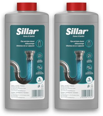 Sillar Avloppsrens 2x 1000ml EXTRA STARKt gel som löser hår, fett och matrester – Turbo mot stopp i kök, dusch och WC, skumeffekt