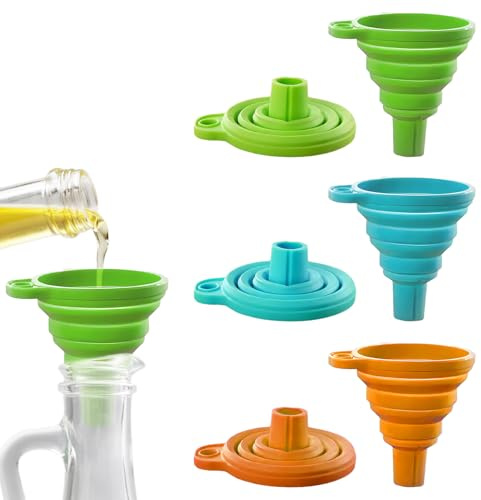 3 imbuti da cucina, imbuto piccolo, imbuto pieghevole in silicone, imbuto per birra, olio, liquidi