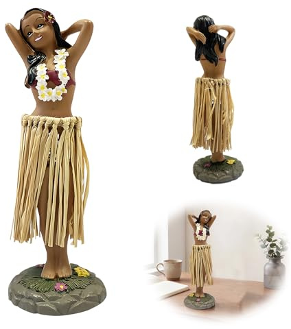 pelriox Hawaiianische Tanzfigur Armaturenbrett-Ornamente, Auto Wackelfigur, Hawaii Hula Girl mit Pose, Auto Wackelkopf Figur, Hula-Tänzerin Figurine zur Dekoration für Fahrzeug, Schreibtisch und Büro