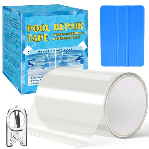 Kit Reparation Piscine, Kit Réparation Liner Piscine Transparent, Ruban Adhésif Réparation Piscine, Ruban de Réparation de Piscine Sous-marine pour Réparer Diverses Surfaces de Piscine (10cm*152cm)