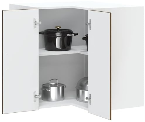 YunCangg Kalmar Küchen-Eckhängeschrank, Braun Eichen-Optik, Holzwerkstoff, 57x57x60 cm, Wandmontage, Viel Stauraum für Küche