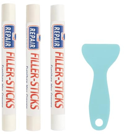 Kit de reparación de laminado Filler Stick, 3 colores de cera de madera para reparación, barras de cera, blanco, blanco marfil, blanco cálido, kit de reparación de parqué, kit de reparación de madera